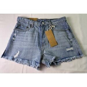 NWT Vanilla Star Vintage High Rise Denim Shorts Distressed Light‎ Wash Womens 9
